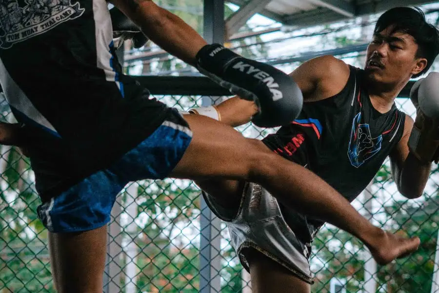 sparring in the cage at BXB Fight Lab Lamai, Koh Samui