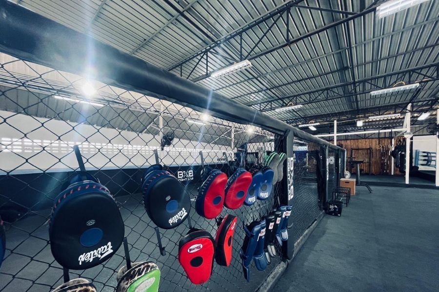 Focus Mitts on the BJJ Cage at BXB Fight Lab in Koh Samui