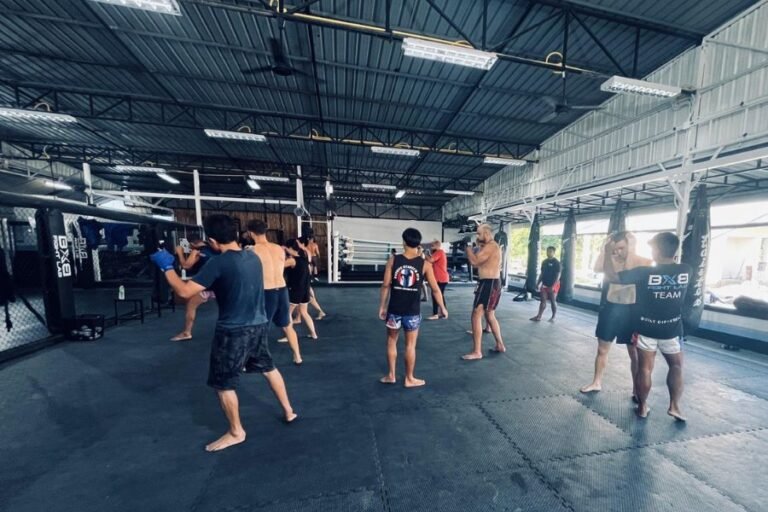 Muay Thai Training Area Looking back at the boxing area at BXB Fight Lab in Koh Samui