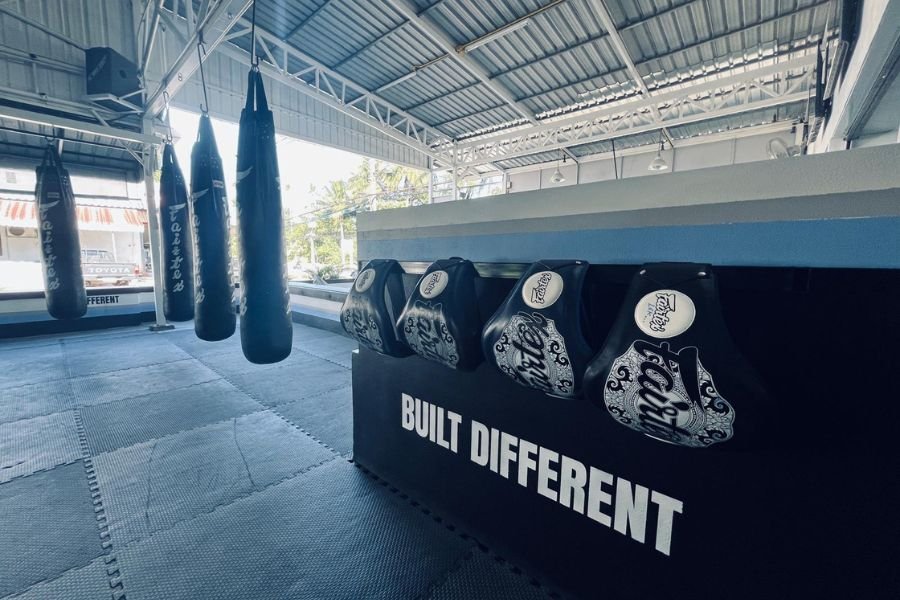 Muay Thai Stomach Shield holders at BXB Fight Lab in Koh Samui